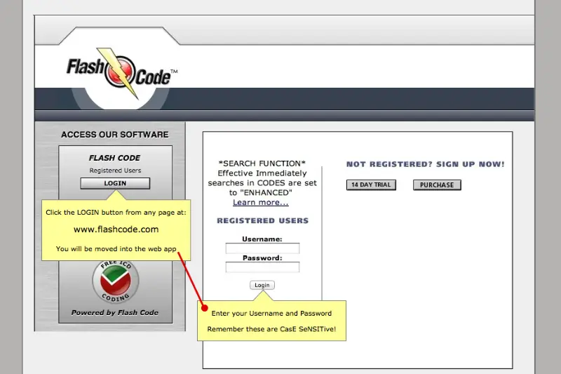 official flash code login page