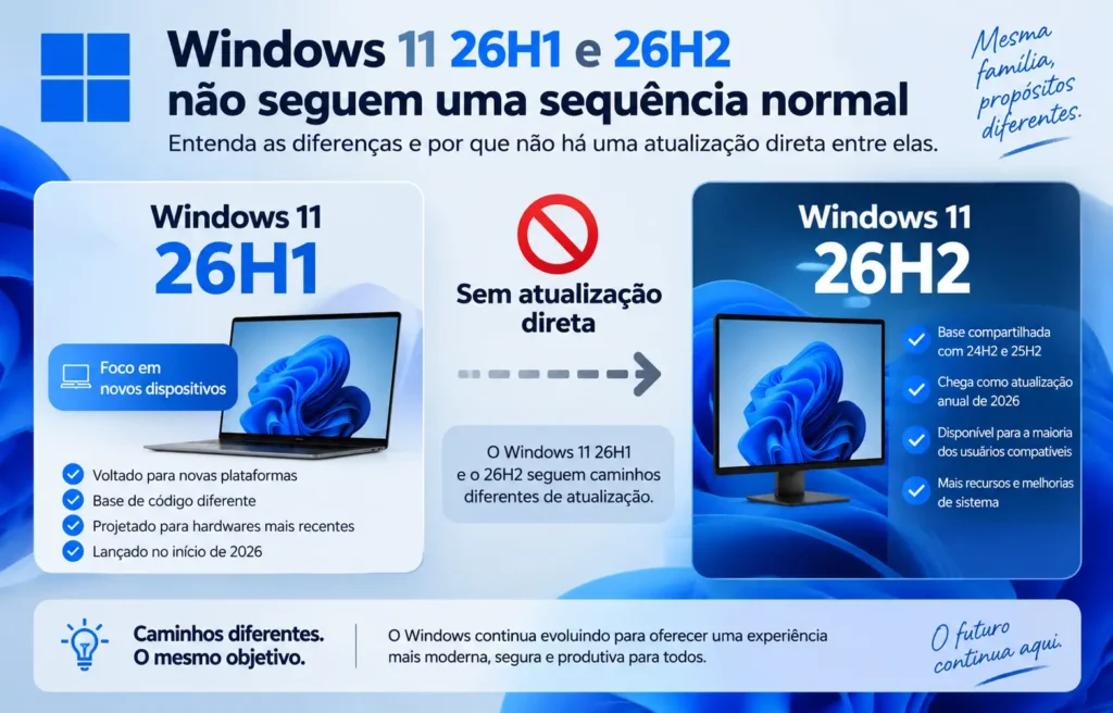 windows 11 26h1 e 26h2 não seguem uma sequência normal